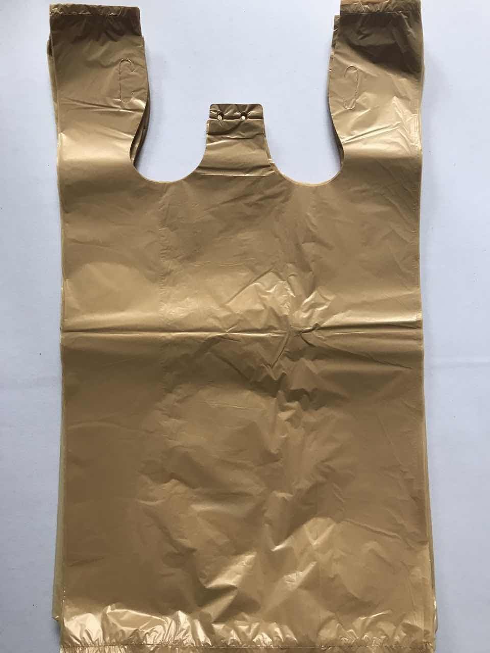 RG Large Plastic Grocery T-shirts Carry-out Bag Brown Unprinted 12 X 6 X 21 (100)