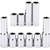 MIXPOWER 10PCS 1/4"& 3/8" Drive 10mm Deep&Shallow Socket, CR-V, Metric, Mirror Finish