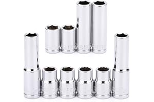 MIXPOWER 10PCS 1/4"& 3/8" Drive 10mm Deep&Shallow Socket, CR-V, Metric, Mirror Finish