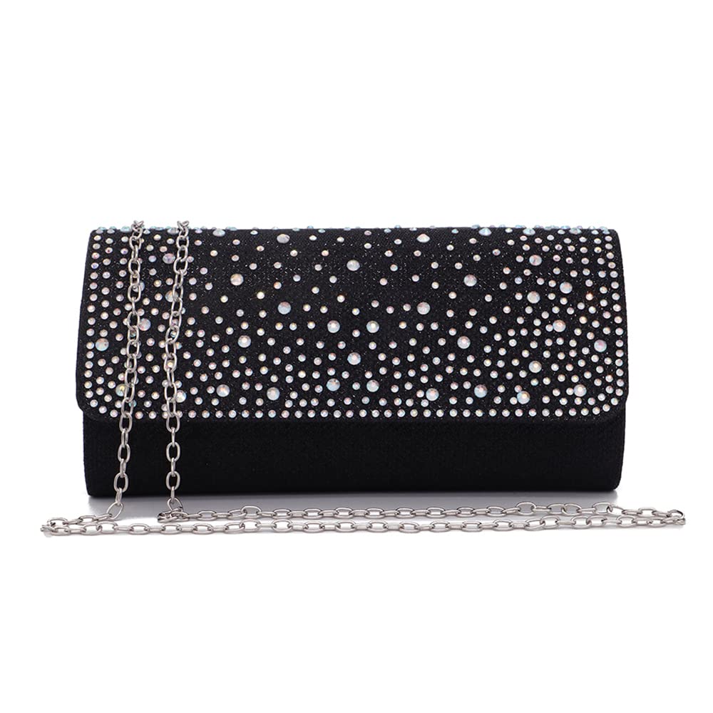 DZOZO Women Clutch Bag Sparkly Silver Evening Handbag Chain Shoulder Bag Bridal Prom Party Handbag Purse Envelope Bag Clutch Bag Elegant Sequins