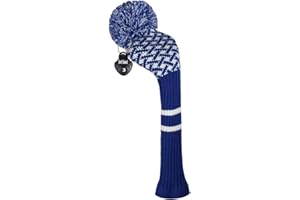Scott Edward 1PCS Pom Pom Knit Driver(460cc)/Fairway/Hybrid(UT) Club Protector Golf Club Cover with Rotating Number Tags,Soft,Lightweight,Portable
