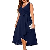 Pinup Fashion Plus Size Dresses for Wedding Guest - Women 2025 Cocktail Semi Formal High Low Sleeveless Dress