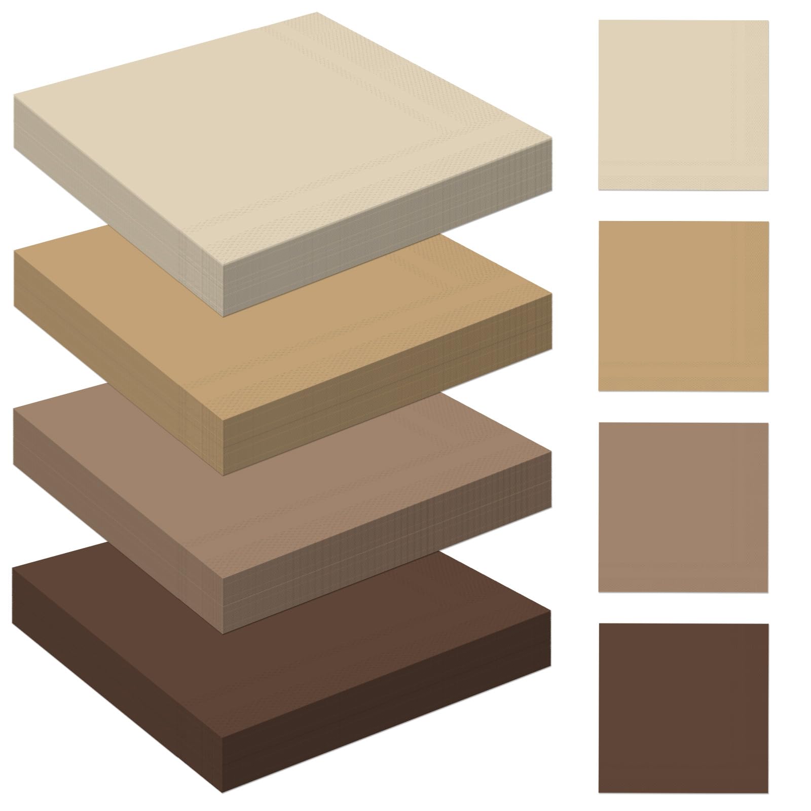 Photo 1 of 120PCS Boho Brown Cocktail Napkins Disposable Colored Paper Napkins 6.5 X 6.5 Inch, 4 Colors Tan Square Beverage Napkins for Dinner Dessert Fall Wedding Birthday Party Lunch Celebration Table Supplies