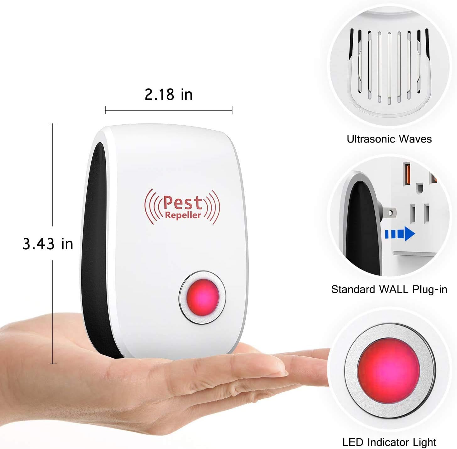 Ultrasonic Plug in Repellent Electronic Defender for Home Office Warehouse Hotel Red Color(6 Pack) : Garden & Outdoor