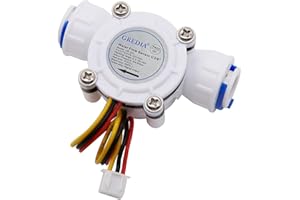 GREDIA 3/8" Quick Connect Water Flow Sensor Food-Grade Switch Hall Effect Flowmeter Fluid Meter Counter 0.3-10L/min