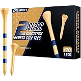 CHAMPKEY Premium Bamboo Golf Tees 170 Pack - 120 Pcs Long Tees with 50 Pcs Short Tees Assorted Pack - Friendly Biodegradable Material Golf Tee