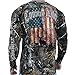 Country Life Deer American Flag Realtree Camo Long Sleeve Shirt (Medium)