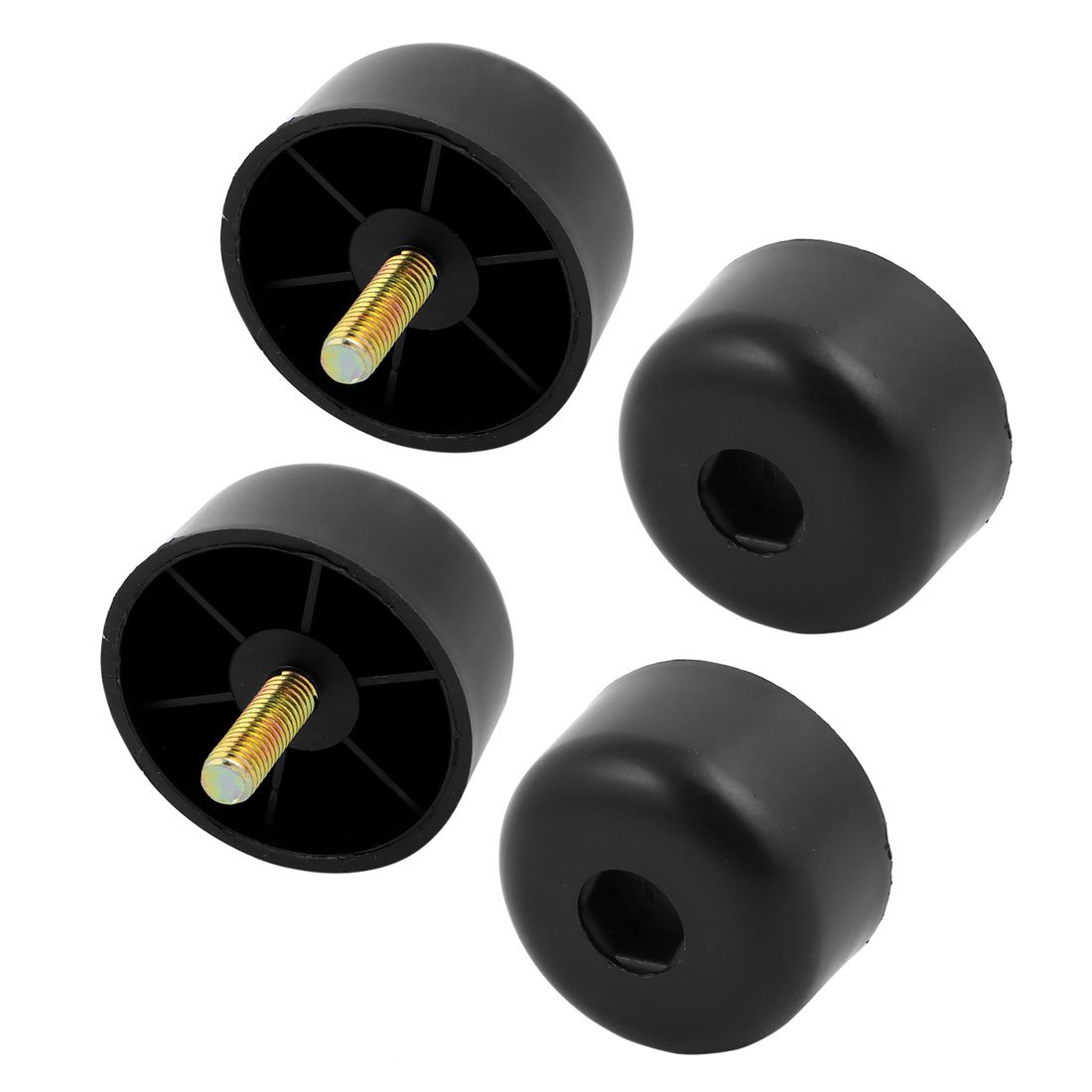 Sourcingmap 4Pcs 55mm x 30mm M8 Threaded Black Round Plastic Base Leveling Foot Furniture Sofa Glide