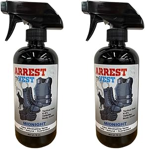 Arrest My Vest Military and Police Grade Odor Eliminating Spray for Body Armor Odor, Tactical Gear. Safe on K9's. Safe on All Ballistic Vests and Fabrics - Midnight Fragrance - 2 16 oz Bottles