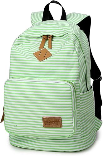 Amazon Co Jp Tri Tree リュック キャンバス 細ストライプ 中学生 高校生 大学生 女の子 通学 遠足 旅行 お祝い プレゼント 大容量 収納 Pc収納 グリーン シューズ バッグ