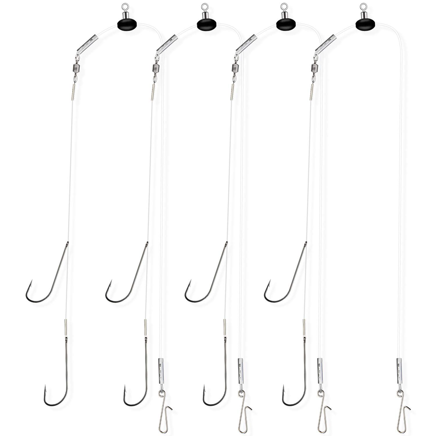 Rodeel 4 PCS Sea Fishing Rigs - Pulley Rig Double & Single Hook Clipped