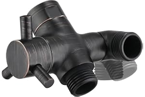 PDPBath Brass 3 Way Shower Arm Diverter Valve for Handheld Shower Head and Fixed Shower Head, G1/2 Universal Connection - Oil Rubbed Bronze