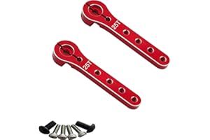YijiaLink 2pcs Aluminum 25T Servo Horn 56mm M2.5 Thread Metal 25 Teeth Extension Steering Servo Arm Compatible with 30-100CC Balsa Airplanes RC Plane Helicopter Car (Red)