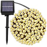 LETTON Solar String Lights Waterproof Outdoor 200 LED 72FT 8-in-1 Mode for Home Christmas-Warm White