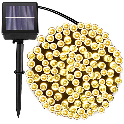 LETTON Solar String Lights Waterproof Outdoor 200 LED 72FT 8-in-1 Mode for Home Christmas-Warm White