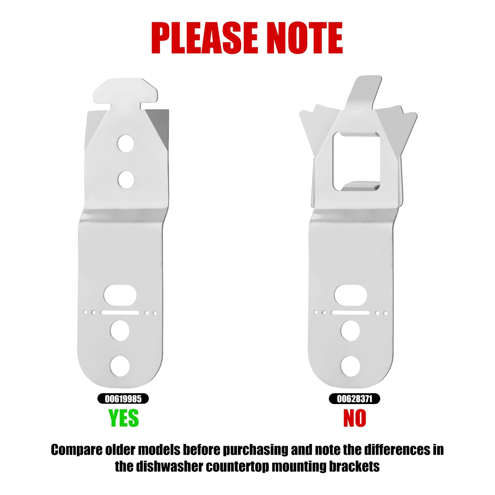2pcs Dishwasher Mounting Bracket, 00619985 Stainless Steel Under Counter Dishwasher Mount Clips Parts Compatible with Thermador Gagenau & Most Top Brand Dishwashers