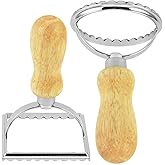 Ravioli Stamp Maker Cutter,Mold with Wooden Handle and Fluted Edge,Pasta Press Kitchen Attachment for perogis and ravioli(1 Round & 1 Square)