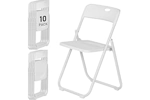 LING RONG White Plastic Folding Chairs 10 Pack, Lightweight Foldable Chair with 350lbs Capacity, Metal Frame Easy to Fold & Store, Commercial Chairs for Parties Office Wedding Dinning Events
