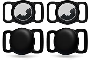 Turtle Den Airtag Dog Collar Holder | Waterproof Airtag Holder for Dog Collar | Pet Airtag Holder - Cat, Dog Airtag Holder | Air Tag Dog Collar Airtag Holder - Black (4 Pack)