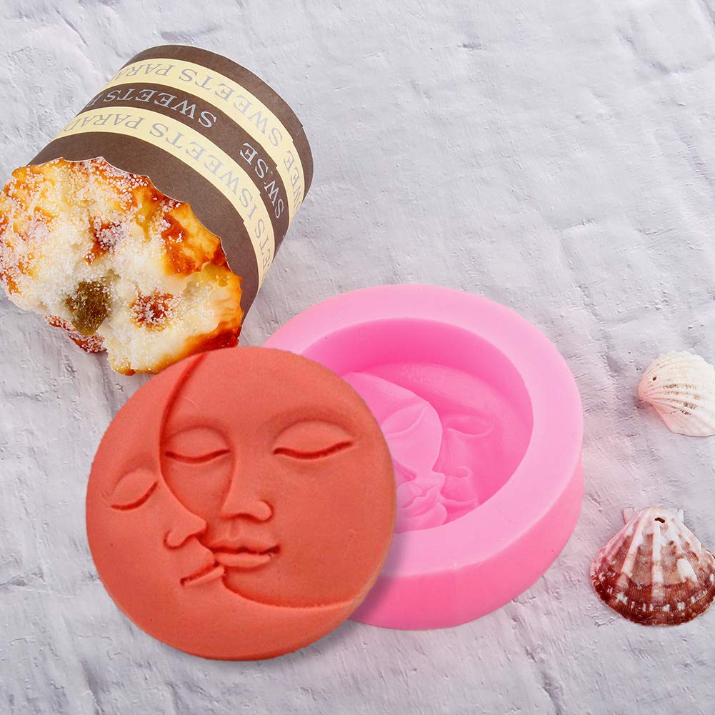 Yunko Sun and Moon Face Soft Silicone Craft Art Silicone Soap Mold