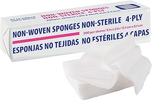 LA MIERE Gauze Pads 2"x2" - 200P, 4-Ply Non-Woven Sponges Non-Sterile, All-Purpose Dental and Surgical Sponges