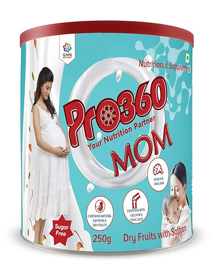 Pro360 MOM Natural Dry Fruits with Saffron Nutritional Protein Drink (250g) For Mother/Women During Pregnancy & Lactation | No Added Sugar