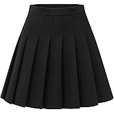 Shestellar Stretchy Short Pleated Skirts for Women Cheerleader Uniform High Waist A-line Mini Skirt