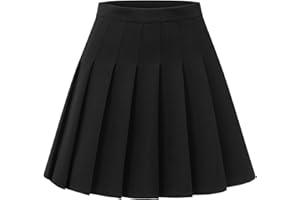 Shestellar Stretchy Short Pleated Skirts for Women Cheerleader Uniform High Waist A-line Mini Skirt