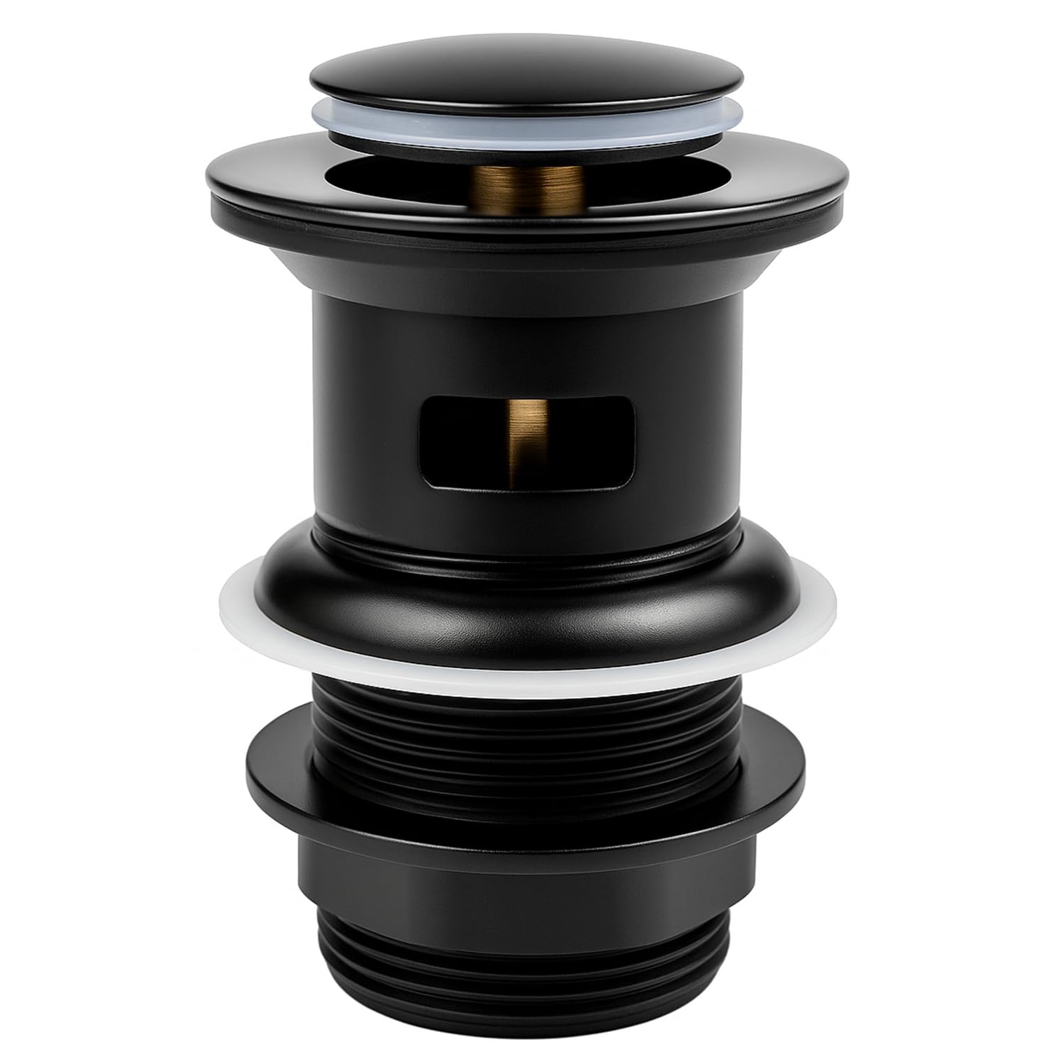 Xcel Home™ Slotted Black Replacement Click Clack Basin Waste | Quality Brass Pop-Up Bathroom Sink Plug | Standard G 1 1/4" BSP Connection | 1 pc