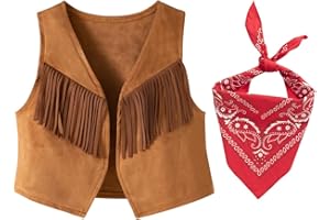 LXKIKMM Western Cowboy Style Costume Kids' Vest & Bandana Set