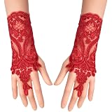 Fingerless Lace Bridal Gloves – Satin & Lace, One Size – Perfect For Wedding Or Evening Party
