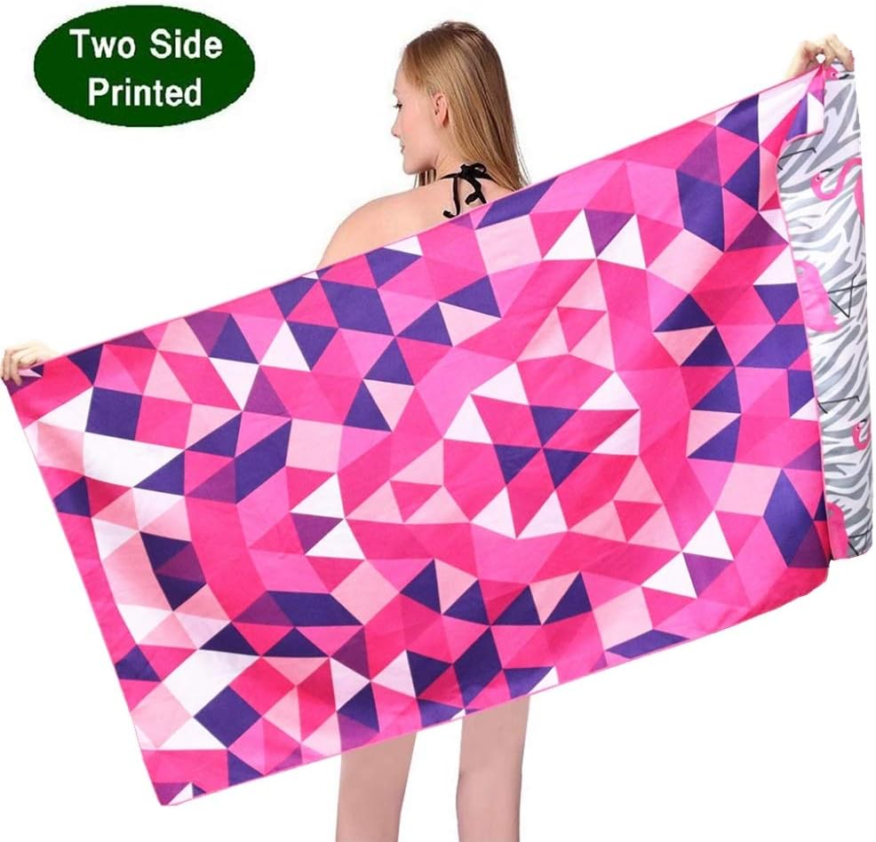 ponyprincess Mandala Microfiber Pool Beach Towel - Quick Dry Super Absorbent Lightweigh Thin Sand Free Towel for Kids Grils Women Men Adults with Flamingo
