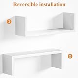 SRIWATANA Floating Shelves Set of 5 Paulownia Wood White Wall Shelves view 8
