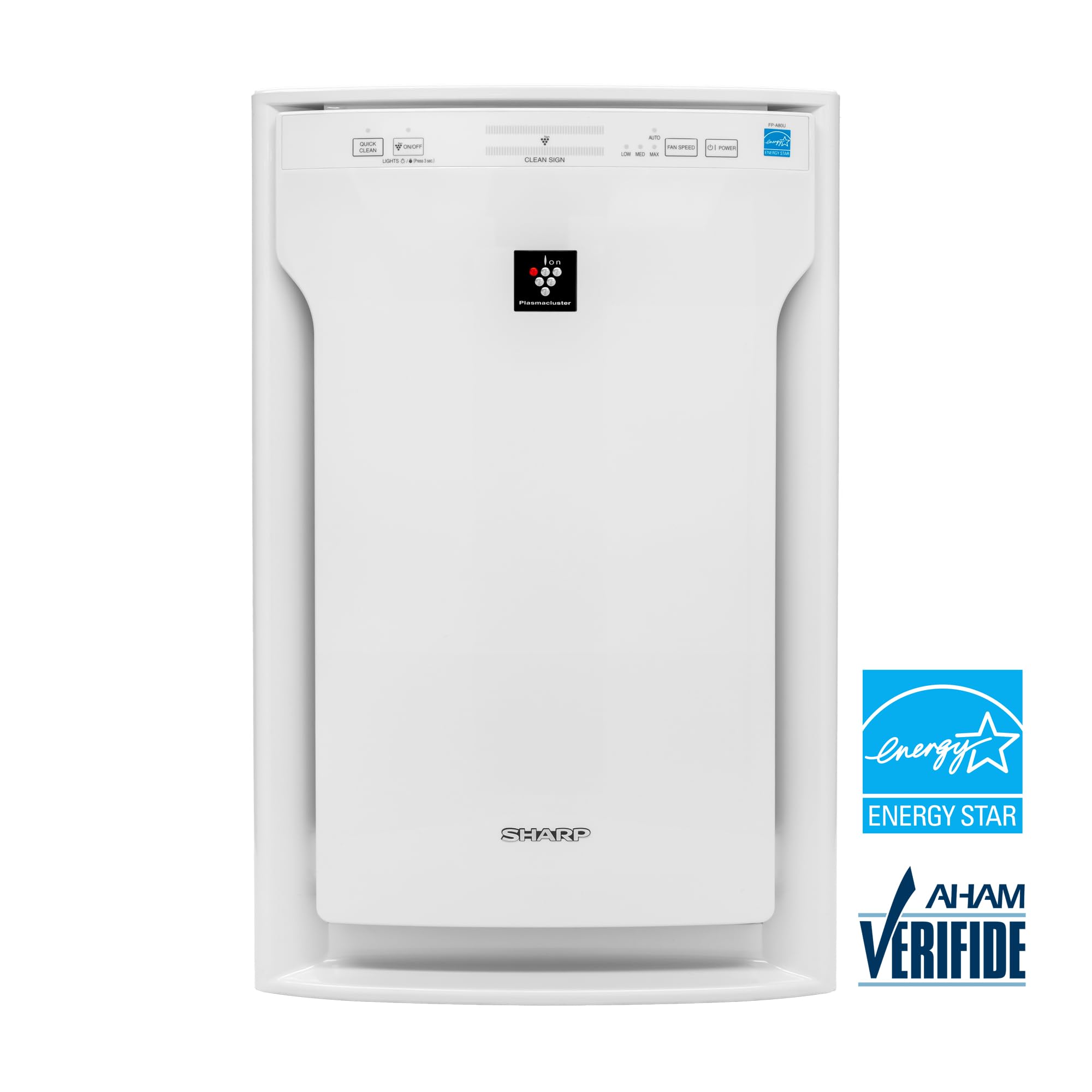 SHARP Air Purifier with Plasmacluster Ion Technology and Triple Filtration, including True HEPA Filter. Covers up to 2,198 sq. ft. for Large Rooms, for Dust, Smoke, and Pollen. FPA80UW