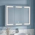Lovinouse Bathroom Medicine Cabinet, 47" Bathroom Mirror with Storage, LED Lights, Large Wall Mounted Mirrored Medicine Cabinet w/Adjustable Shelves, White