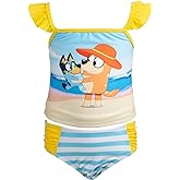 Bluey Girls UPF 50+ Tankini Top and Bikini Bottom Swim Set Toddler to Big Kid Sizes (2T - 10-12)