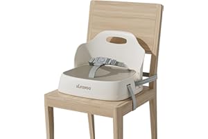 UBRAVOO Baby Booster Seats, Toddler Booster Seat for Dining Table with Adjustable Straps, Portable Compact Portable Baby Chair for Dining and Travel (Khaki)