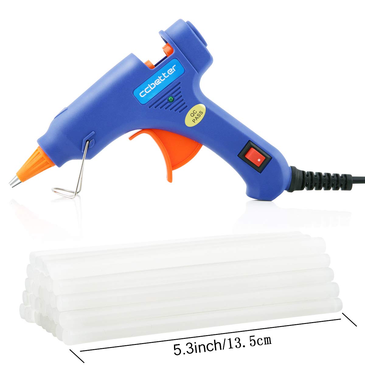 ccbetter Upgraded Mini Hot Melt Glue Gun with 30pcs Glue Sticks,Removable Anti-hot Cover Glue Gun Kit with Flexible Trigger for DIY Small Craft Projects & Sealing and Quick Daily Repairs 20-watt,Blue