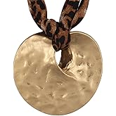 GelConnie Scarf Necklace with Charm Bandana Necklaces for Women Boho Beach Leopard Choker Necklace Statement Rope Scarf Pendant Wedding Jewelry Adjustable