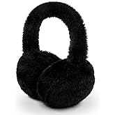 POMIJIAN Winter Ear Muffs for Women Girls Faux Fur Cute White Earmuffs Fluffy Ear Warmers Foldable Ear Covers Outdoor
