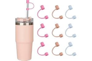 JETSTOP Straw Cover Cap for Stanley Cup 10MM Adventure Quencher 40oz, Reusable Silicone Stopper Topper Tips for Stanley Tumbler Accessories, Fits 0.4 inch Drinking Straws, 9-Pack