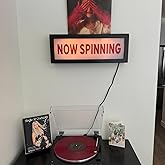 Now Spinning RGB LED Neon Lightbox Dimmable Wall Mountable Pulsing Studio Warning Sign Illuminated Lights Sign for Cinema Libraries Cafes Home Company Desk Wall Decor USB Powered