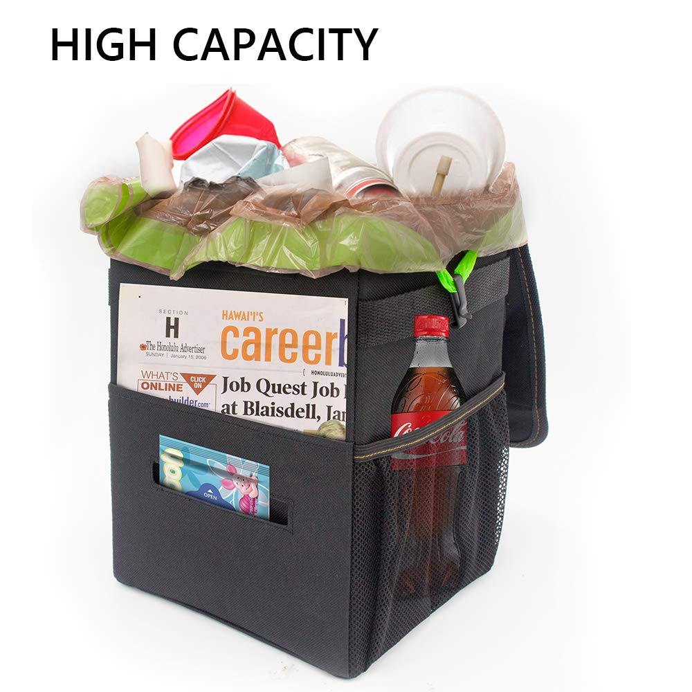 Carrep Car Trash Can with Lid,Compact 2.2 Gallon Vehicle Trash Can Hanging Car Trash Bag Garbage Can Waterproof Car Trash Bin