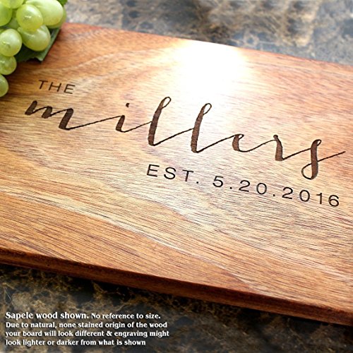 StragaPersonalized Cutting Boards | Handmade Wood Engraved Charcuterie | Custom Wedding, Anniversary, Housewarming Gift for Engaged Couples, Minimalist Script Design