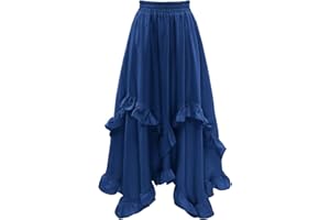 Bridesmay Renaissance Fairy Skirt 2025 Asymmetrical Ruffle Hem Elastic Waisted Long Maxi Skirts for Women