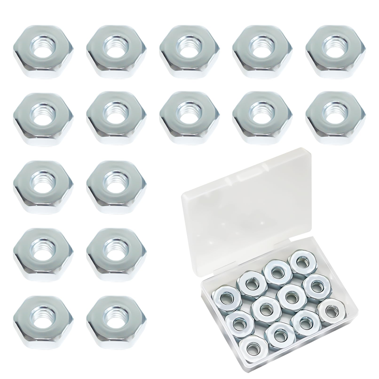 Mtanlo 16 Piece Sprocket Cover Nuts MS180 MS181 MS170 MS170C MS171 and More Models, Nuts Universal Bar Cover Nut Parts, for M8 Chainsaw Nut with Plastic Storage Box