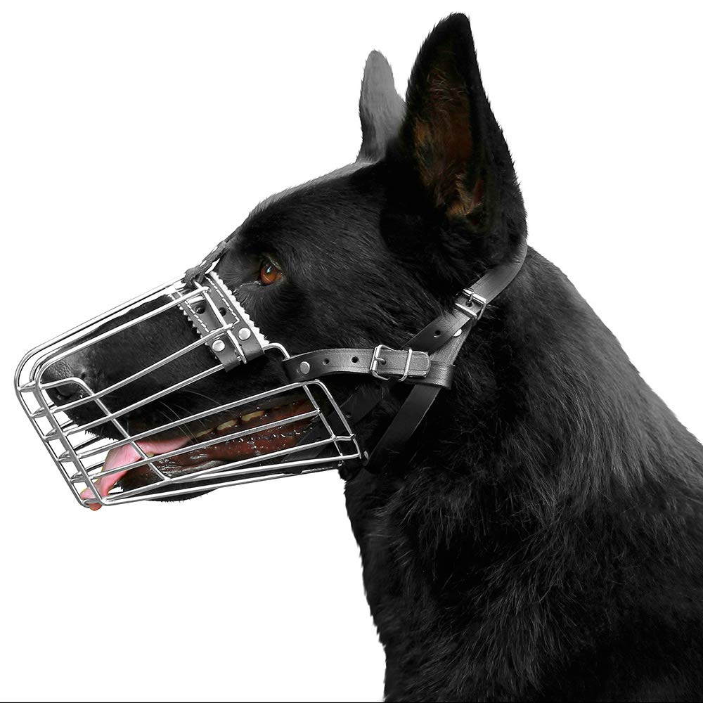BronzeDog German Shepherd Dog Muzzle Wire Metal Basket Adjustable