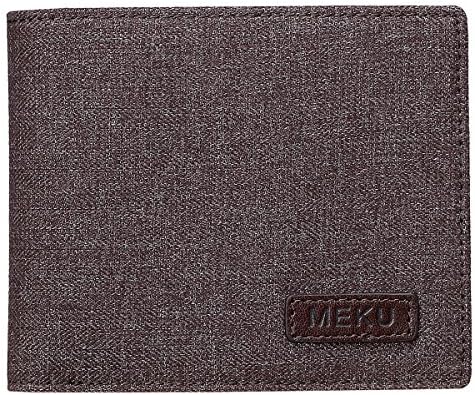 MEKU Men's Boy's RFID Blocking Slim Canvas / Leather Bifolod Wallets with Zipper Coin Pocket
