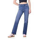 REKKUNA Women's Claudia Stretchy Pull-On Mid-Rise Straight Leg Jean