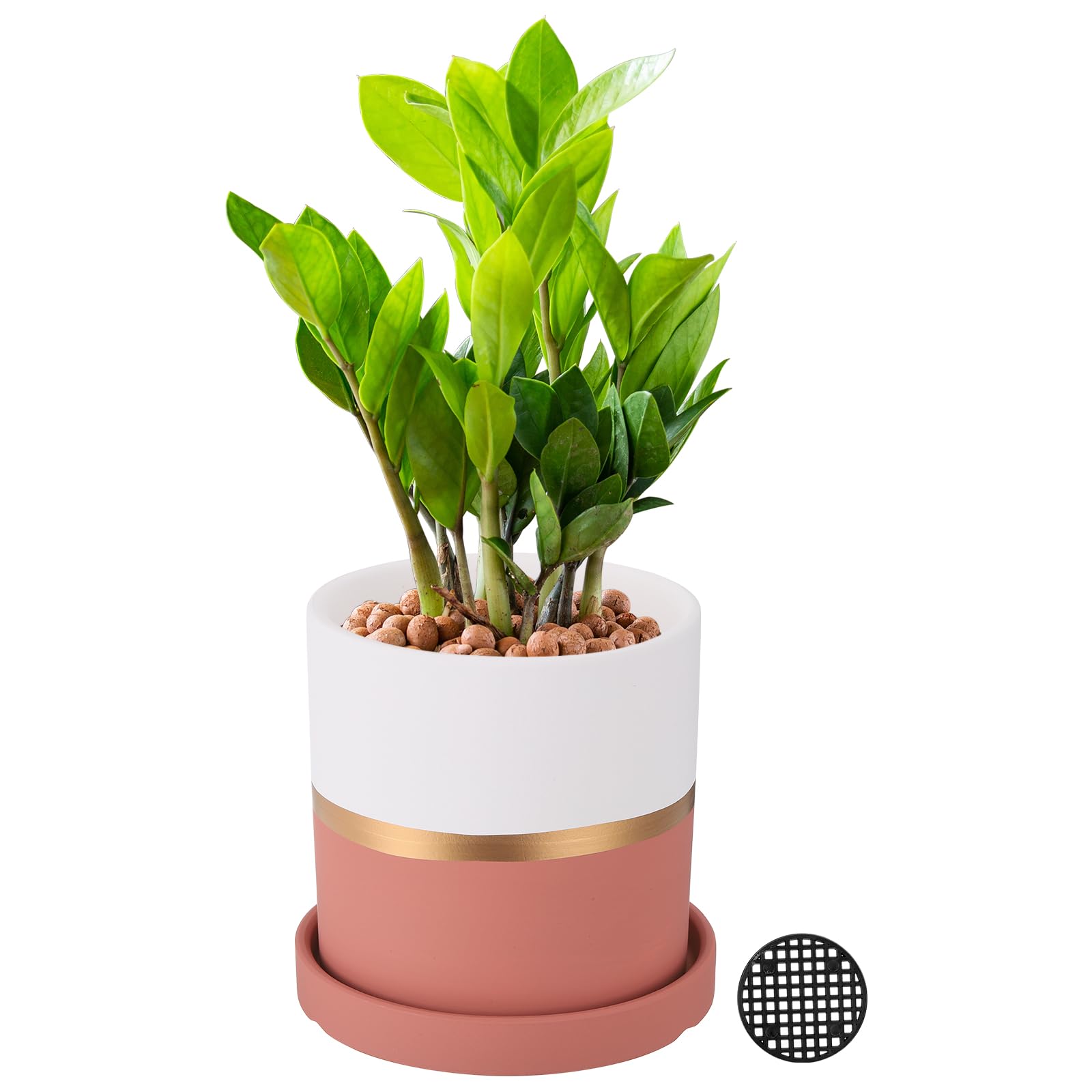 PATIKIL 4.3 Inch Ceramic Plant Pots, Modern Flower Planters with Drainage Holes for Decorate Home Indoor Plants Succulent Herb, Brown Red